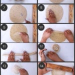 graphic showing step by step images of how to make homemade paratha (Indian flat bread)