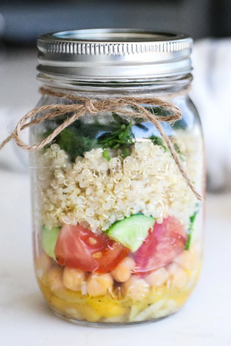 Mediterranean Quinoa Salad in a Jar - Food Dolls