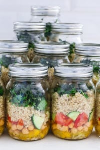 Mediterranean Quinoa Chickpea Salad in a Jar | Desi~licious RD