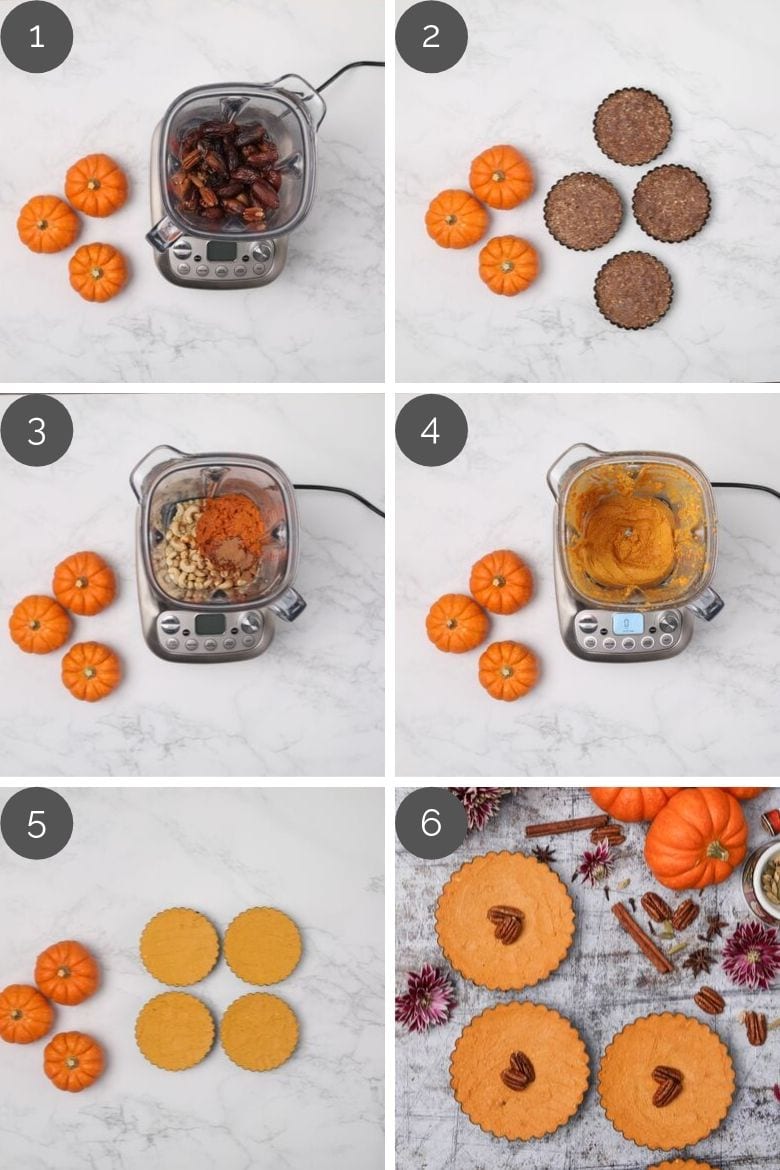 step by step preparation photos of how to make homemade pumpkin pies in a blender