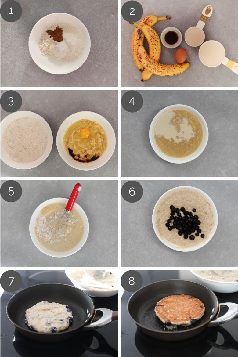 step by step preparation images of how to make healthy pancakes