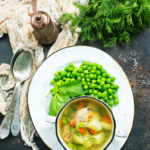 Ramadan healthy eating: fresh soup with green pea, diet soup