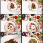 step by step preparation shots of how to make an omelette - desi~style in a pan