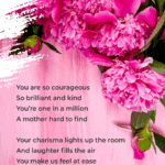Mother's Day 2020 poem on a pink flowers flat lay