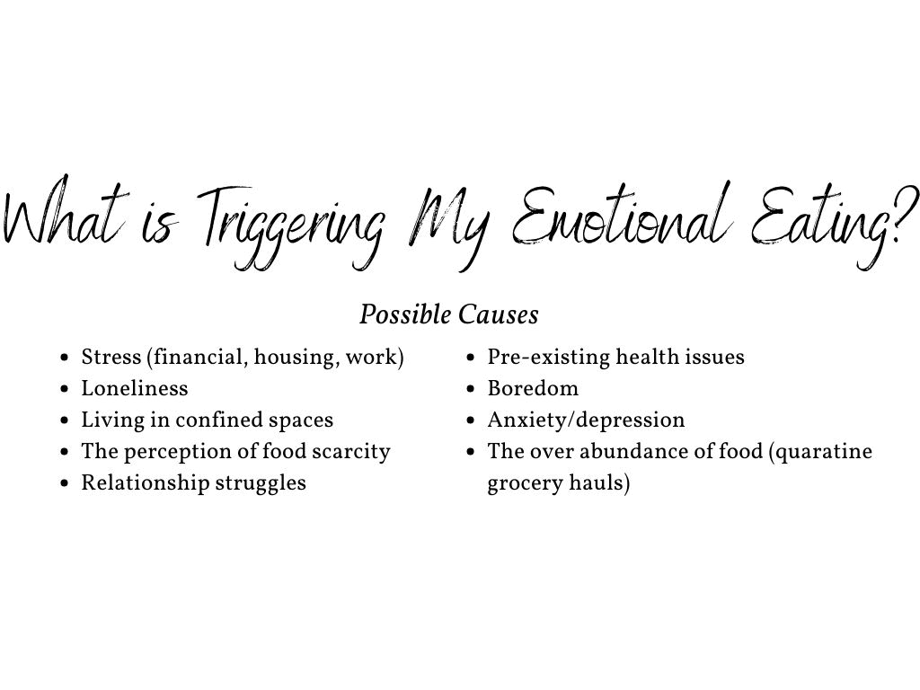 Graphic showing the causes or triggers of emotional eating