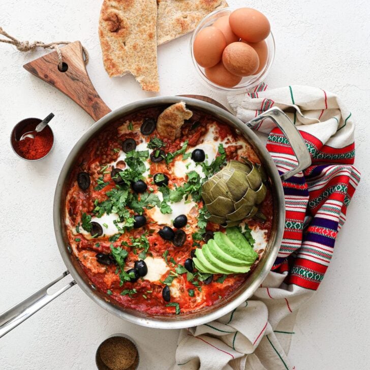 High Protein Shakshuka Eggs With Lentils | Desi~licious RD