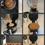 step by step preparation shots of how to make masala chai vegan waffles in a waffle maker