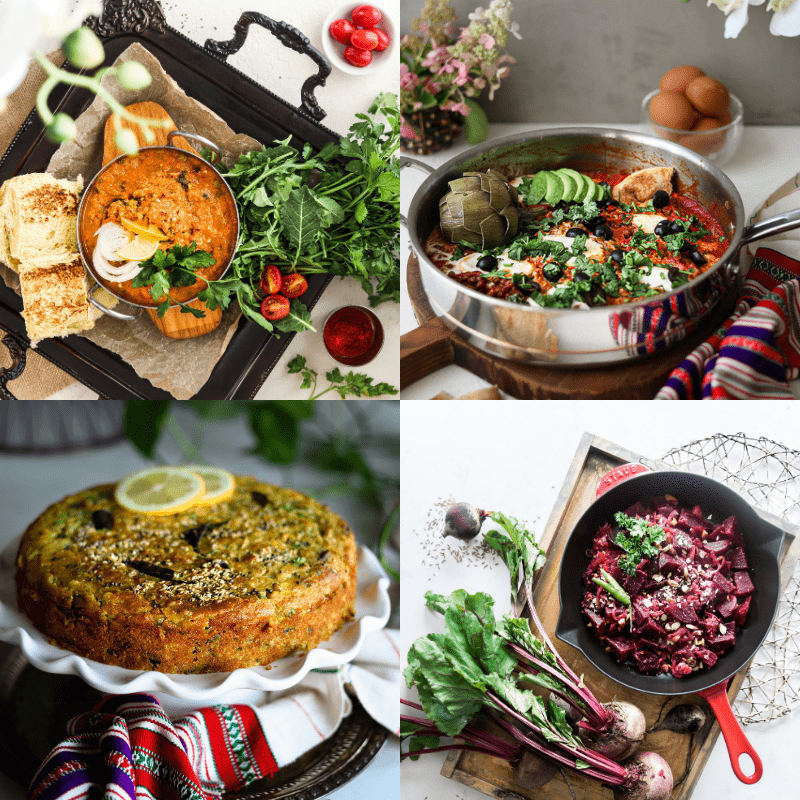 healthy Ramadan 2021 recipes round up. Four images showing Indian food