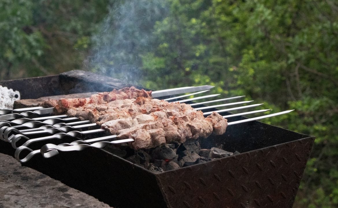 Cooking barbecue from meat on the grill