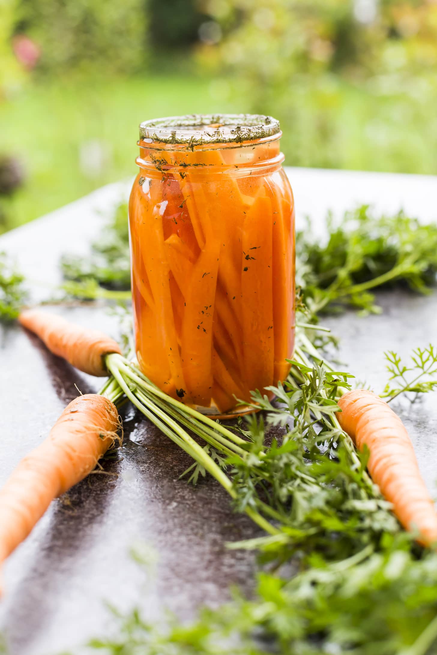 Fermented carrots in preserving jar
