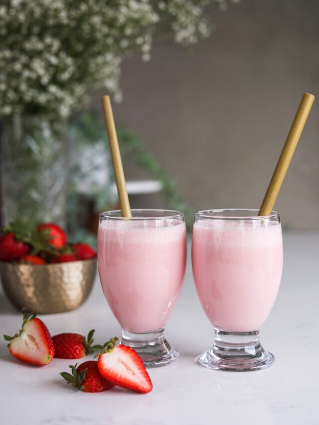 5-Minute Strawberry Lassi With Greek Yogurt