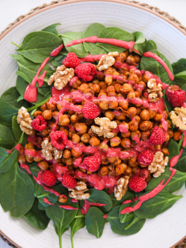 Summer Raspberry Salad With Spicy Chickpeas